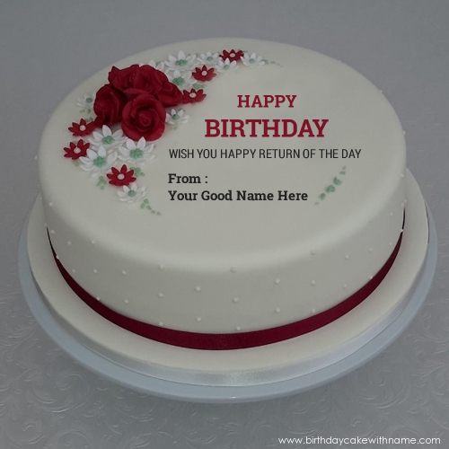 Birthday Rose Flower Cake For Whatsapp