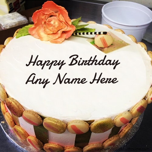 Brother Name Text In Purple Flower Birthday Cake Photo