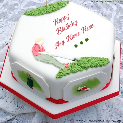 Golf Birthday Cake With Name Edit