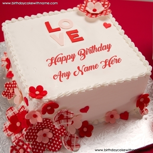 Edit Your Name On Rose Petal Birthday Party Cake For Lover